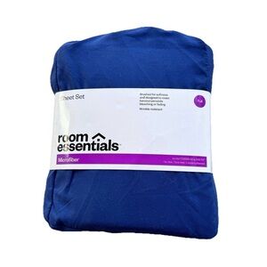 Room Essentials Navy/Sapphire Blue Full Size Microfiber Sheet Set *NEW*
